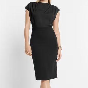 Express Black High Mock Neck Modest Sheath Dress NWT